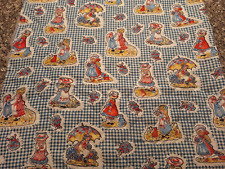 1 3/4 YDS VINTAGE 70'S HOLLY HOBBIE QUILTED FABRIC  BLUE/WHITE CHECK picture