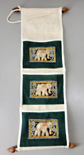 Burmese Wall Hanging Sequin Bejeweled Tapestry w/ Elegant Elephants, Pockets picture