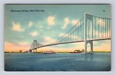 New York City NY, Whitestone Bridge, Antique Vintage Souvenir Postcard picture