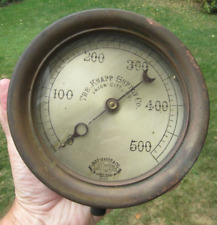 antique steam gauge Jas. P. Marsh & Co Chicago 1900 The Knapp Supply LARGE BRASS picture