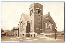 c1910's V.B. Church View Stained Glass Tower Vinton Iowa IA RPPC Photo Postcard picture