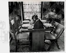 1975 Press Photo Antique Telegraph Table in Dining Room Interior Design picture