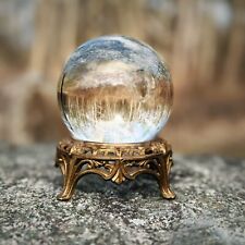 Art Nouveau Antique Crystal Ball w/Ornate Victorian Stand picture