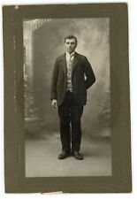 Antique c1890s Cabinet Card Handsome Dashing Man With Dark Complexion in Suit picture
