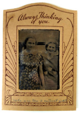 Antique Tintype Photograph, 1890's Best Friends, 2 Cute Young Ladies , 2x3 picture