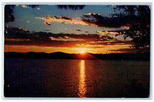 1955 Sunset Over Clear Lake, Lake County California CA Vintage Postcard picture