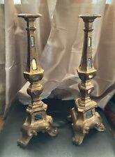ITALIAN STYLE CARVED GILT WOOD LAMP BASE PAIR 20 INCH picture
