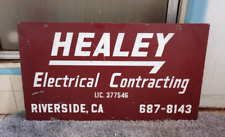1970'S RIVERSIDE, CA. DOUBLE SIDED METAL SIGN. HEALEY ELECTRICAL & GEORGE DAVIS picture