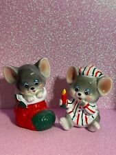 VINTAGE ANTHROPOMORPHIC CHRISTMAS FIGURINE CANDY STRIPED (2) NAPCO JAPAN picture