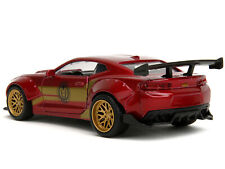 2016 Chevrolet Camaro Red Metallic and Gold and Iron Man Diecast Figure 