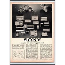 1963 Sony Transistor Radio and TV Vintage Print Ad Stars Christmas Gift Wall Art picture