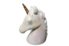 Fab NY Unicorn Piggy Bank Mother Of Pearl Porcelain 8