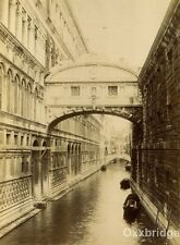 Venice Italy 1880 Photo Canal Bridge Of Sighs Gondola Vintage  picture