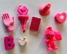Collectable Vintage 80s Novelty Rubber Erasers 1980 Pink Colour Themed (2) picture