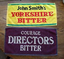 2 ENGLISH BITTER BEER BAR TOWELS - JOHN SMITH'S YORKSHIRE, COURAGE DIRECTORS  picture