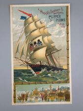 1880s PARLIN & ORENDORFF Clipper Plow FARM ADVERTISING Trade Card CANTON IL Ship picture