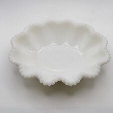 Vintage Westmoreland Milk Glass Scalloped Beaded Ruffle Bowl 6.25 in Candy Dish picture