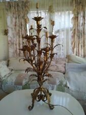 Italian Tole Gilded Florentine Electric Table Floor Candelabra Hollywood Regency picture