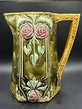 Antique French MAJOLICA FRIE ONNAING Rose Pitcher Art Nouveau-Breloques  # 776 picture