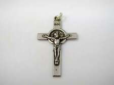 Vintage Christian Cross Crucifix Pendant: Sentia Mvniamvr Silver Tone Made in It picture