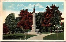 Postcard Posted 1923 Soldiers Monument Gardner Mass [bx] picture