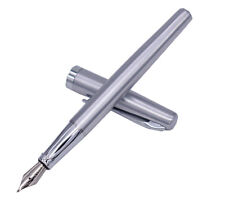 Duke 209 Stainless Steel Fude Fountain Pen Calligraphy Bent Nib, Pure Silver New picture