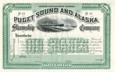 Puget Sound and Alaska Steamship Co. - 1890's circa Gorgeous Green Stock Certifi picture