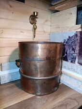 Large Vintage Copper Pot/Planter/Boiler  Seive Pot Cheese Curds Damrow Bros WI picture
