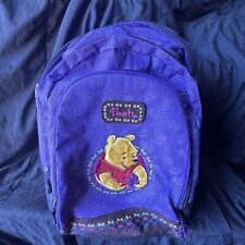 Vintage Disney Winnie the Pooh Medium Youth Backpack Purple Butterflies Floral picture