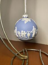 RARE WEDGWOOD Icon Blue Jasperware White Relief Christmas Tree Holiday Ornament picture