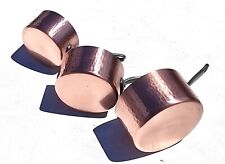 Vintage French Copper Saucepan Set of 3 Hammered Walls Tin Lining 2mm 7.1lbs picture