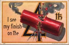 Vintage 1911 FOURTH OF JULY Postcard Firecracker 
