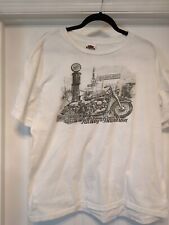 Harley Davidson Retro Garage Tallahassee Florida Double Sided White Shirt XL picture