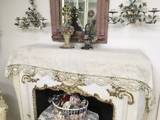 Antique Victorian Fire Mantel Valance Needlework Trim Cotton Fabric #I picture