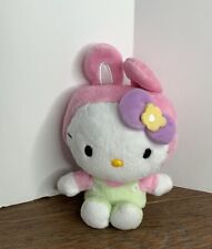 Hello Kitty Sanrio 2011 Green Pink Bunny Purple Bow Rabbit  Plush 6