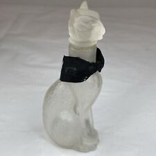 Rare c1924 Realistically Moulded Cat Shaped Perfume Bottle in Frosted Glass picture
