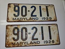 1929 Maryland License Pair Vintage Collectible Depression ERA picture