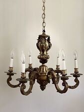 ORNATE Antique French Georgian Bronze Brass Chandelier No Crystal picture