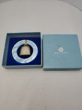 VTG WEB MOTHER OF PEARL BLUE STERLING? SILVER BABY RATTLE TEETHING RING BOXED picture