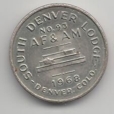 South Denver Lodge 75th Anniversary 1968 masonic token medal Denver CO 843 picture