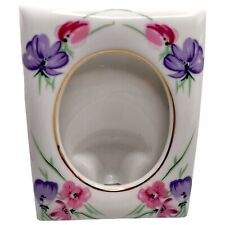 Vintage Lefton Porcelain Hand Painted Pink Purple Floral Picture Frame For 3x4