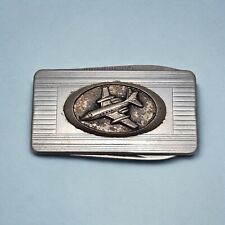 Imperial Airplane Plane Stainless Steel Money Clip Folding File Pocket Knife Vtg picture