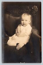 RPPC Adorable Baby Propped On Chair VINTAGE Postcard AZO 1926-1940s picture