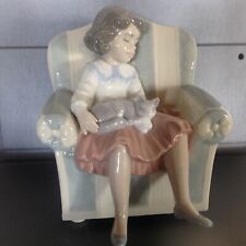 Lladro 1997 Figurine “SHHH..THEY’RE SLEEPING” Girl And Cat In Chair NIB w COA picture