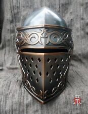 Medieval Fantasy knight Armor Helmet LARP and Cosplay Warrior Antique And Copper picture