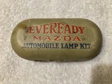 Vintage Eveready Mazda auto lamp kit w/2 bulbs, can, gas, oil advertising. picture