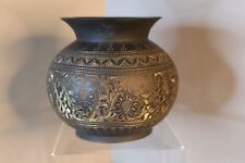 Antique Solid Brass Indian Water Vessel Kalash Blackened Oxidized Finish picture