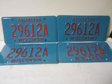 Set of 4 MATCHING EXPIRED WISCONSIN COLLECTOR LICENSE PLATES BLUE COLOR picture