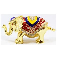 Bejeweled Enameled Animal Trinket Box/Figurine With Rhinestones-Golden Elephant picture
