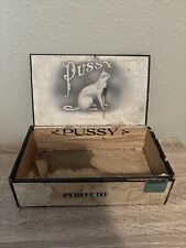 Vintage RARE SQUARE  PUSSY wooden cigar box K. H. JACOBS Circa 1908 picture
